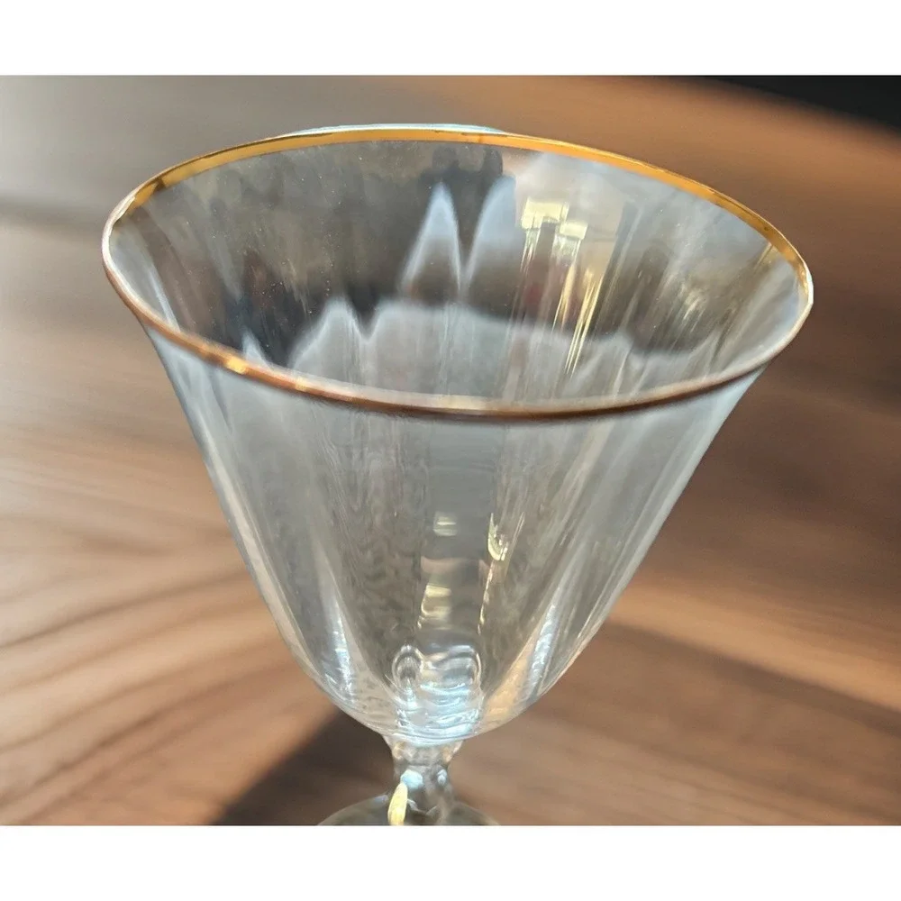 Mikasa Allegro Gold Rimmed‎ Crystal Wine Goblets Set Of Four New In Box